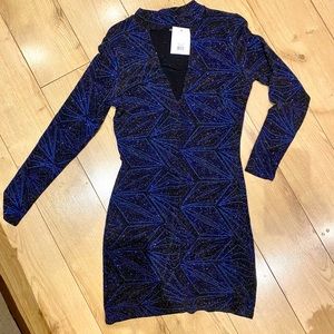 Topshop Blue Bodycon Dress with Shimmery thread